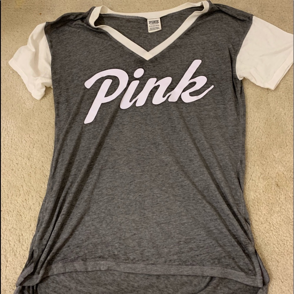 pink victoria’s secret v neck graphic tee